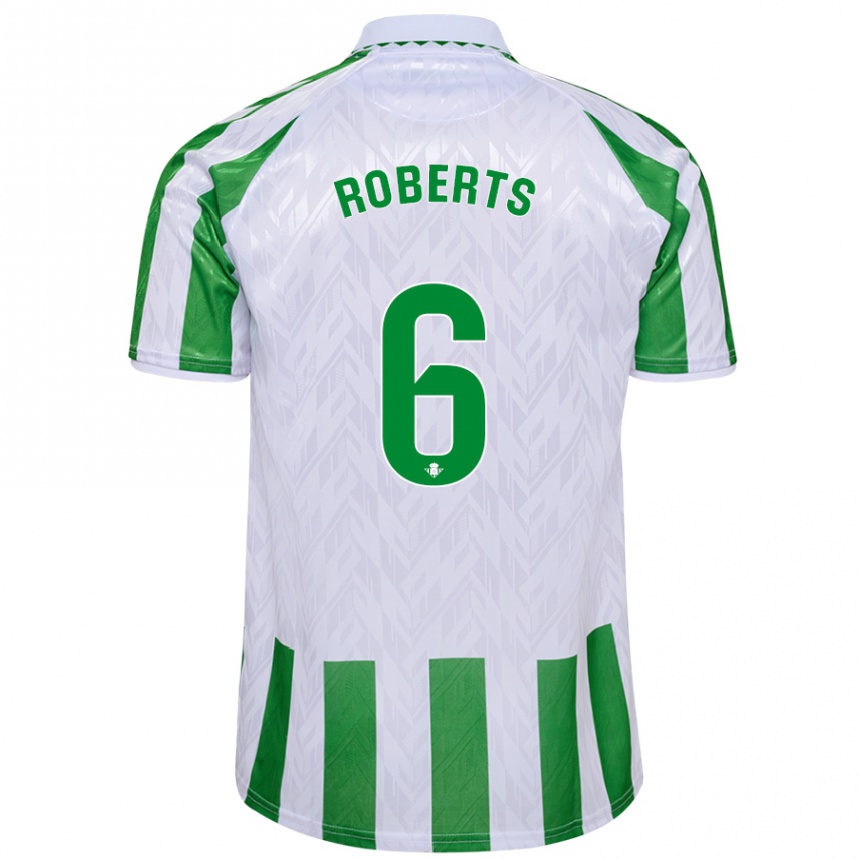 Kids Football Rhiannon Roberts #6 Green White Stripes Home Jersey 2024/25 T-Shirt Nz