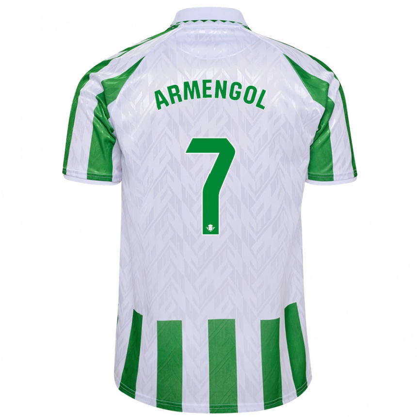 Kids Football Carla Armengol Joaniquet #7 Green White Stripes Home Jersey 2024/25 T-Shirt Nz