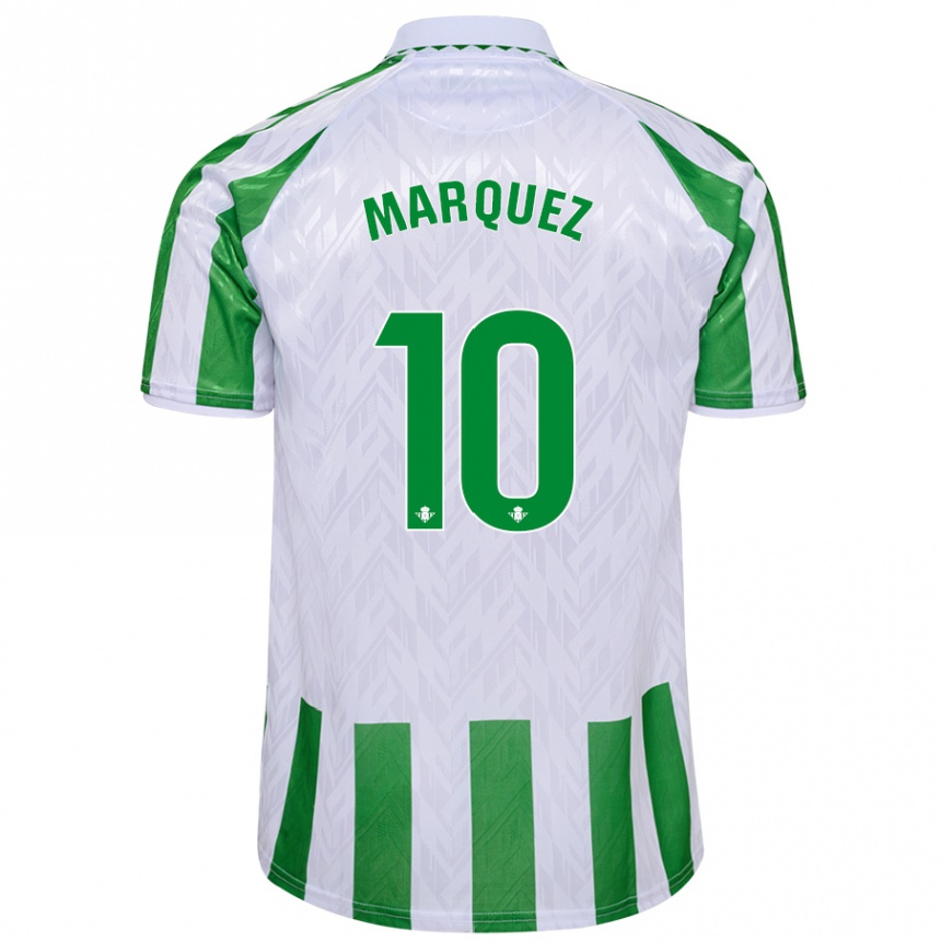 Kids Football Rosa Márquez #10 Green White Stripes Home Jersey 2024/25 T-Shirt Nz