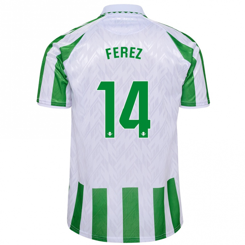 Kids Football Carolina Férez #14 Green White Stripes Home Jersey 2024/25 T-Shirt Nz