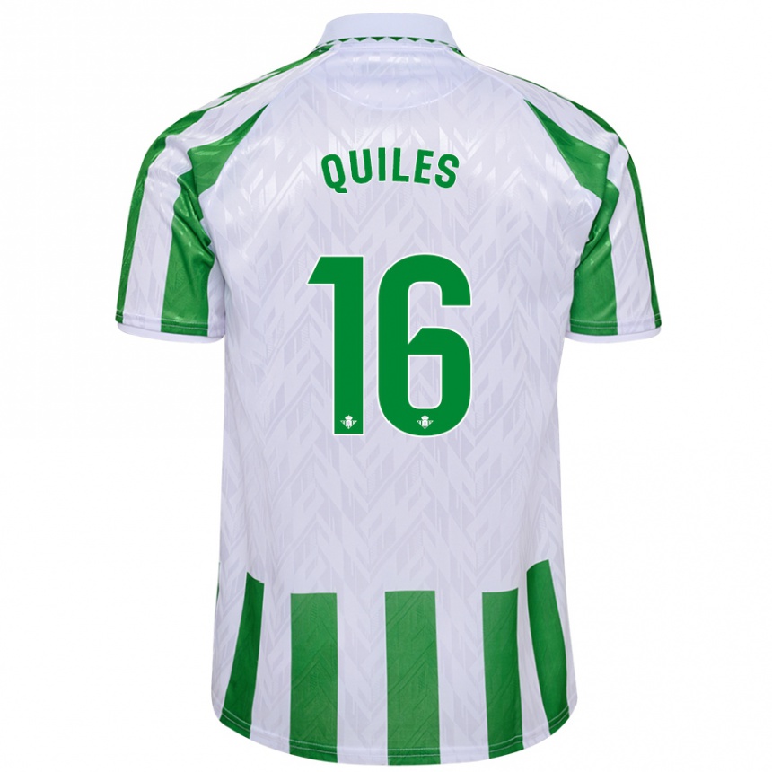 Kids Football Violeta García Quiles #16 Green White Stripes Home Jersey 2024/25 T-Shirt Nz