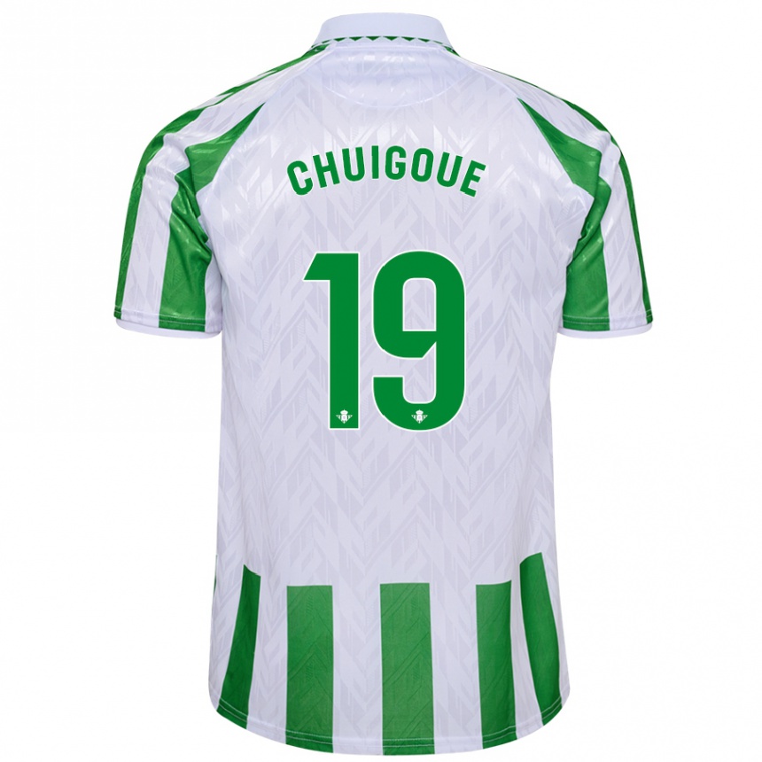 Kids Football Dorine Chuigoué #19 Green White Stripes Home Jersey 2024/25 T-Shirt Nz