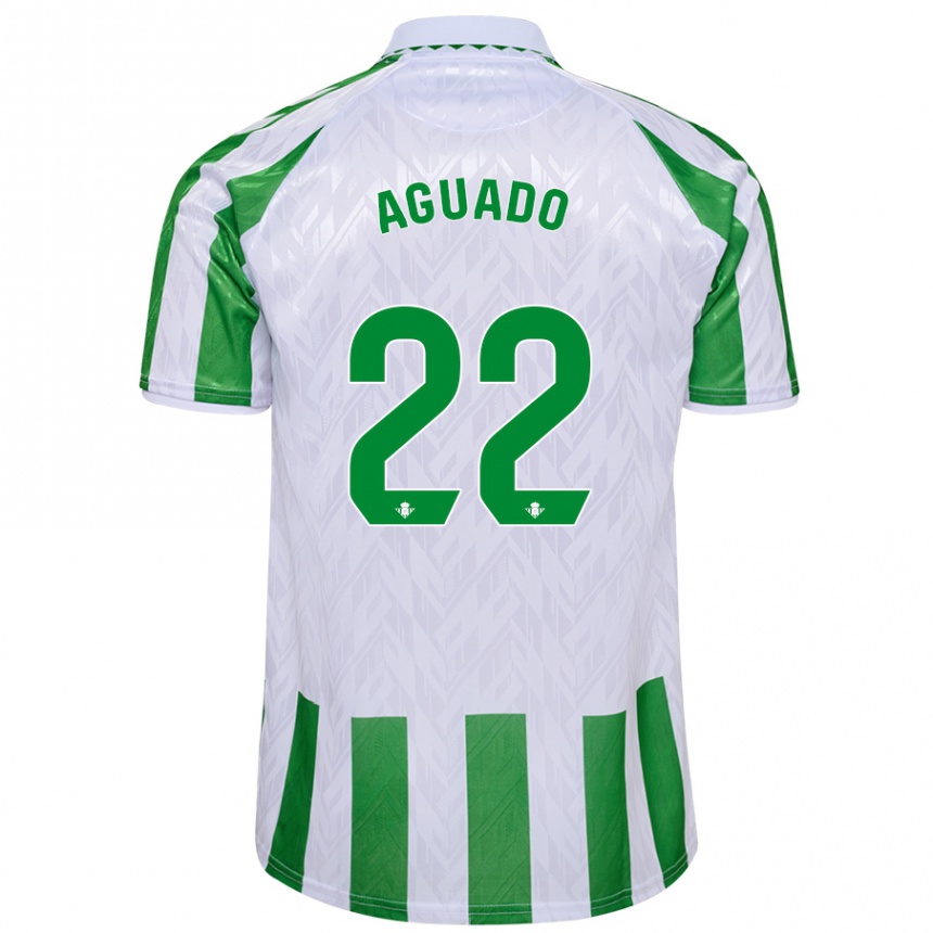 Kids Football Julia Aguado Fernández #22 Green White Stripes Home Jersey 2024/25 T-Shirt Nz