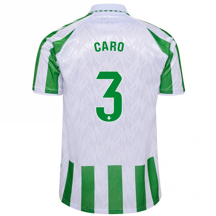 Kids Football Andrés Caro #3 Green White Stripes Home Jersey 2024/25 T-Shirt Nz