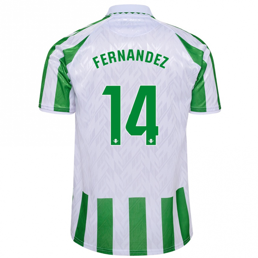 Kids Football Quique Fernández #14 Green White Stripes Home Jersey 2024/25 T-Shirt Nz