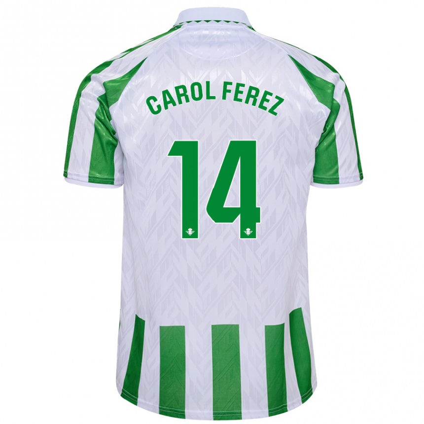 Kids Football Carolina Férez Méndez #14 Green White Stripes Home Jersey 2024/25 T-Shirt Nz