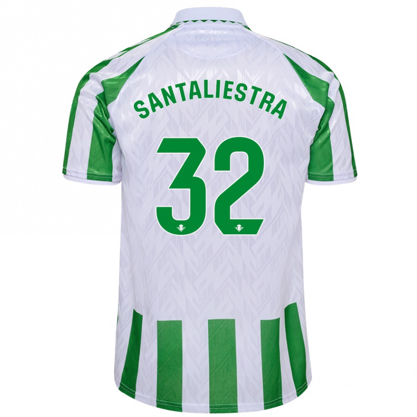 Kids Football Carla Santaliestra #32 Green White Stripes Home Jersey 2024/25 T-Shirt Nz