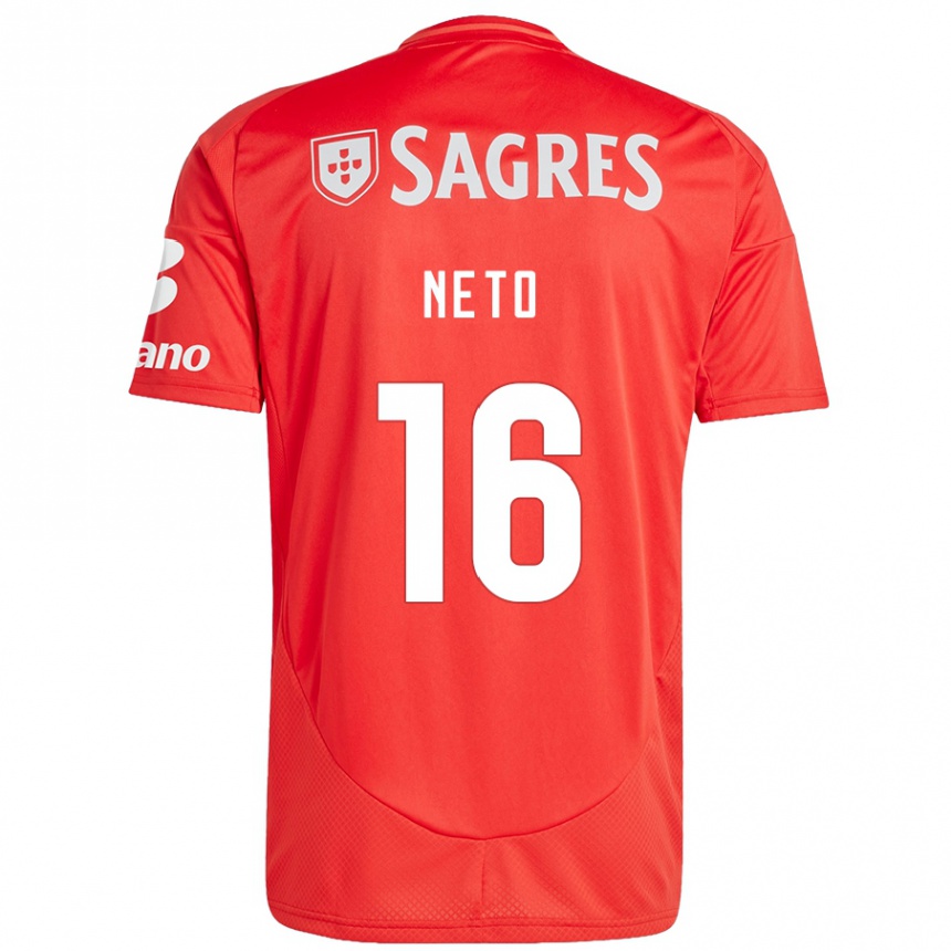 Kids Football Martim Neto #16 Red White Home Jersey 2024/25 T-Shirt Nz