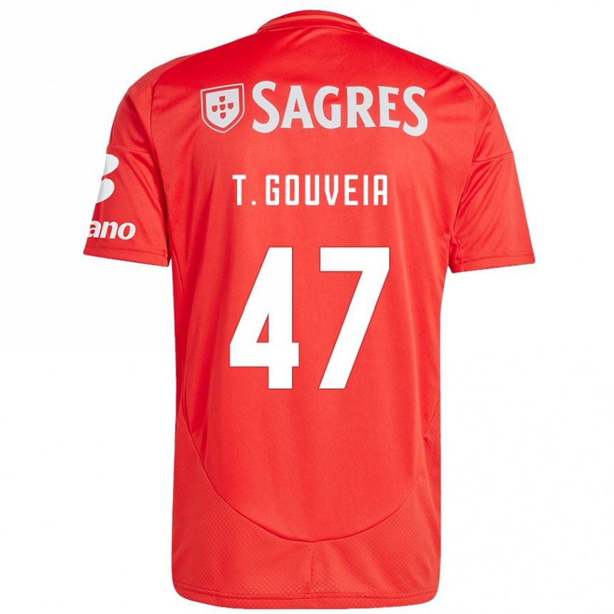 Kids Football Tiago Gouveia #47 Red White Home Jersey 2024/25 T-Shirt Nz