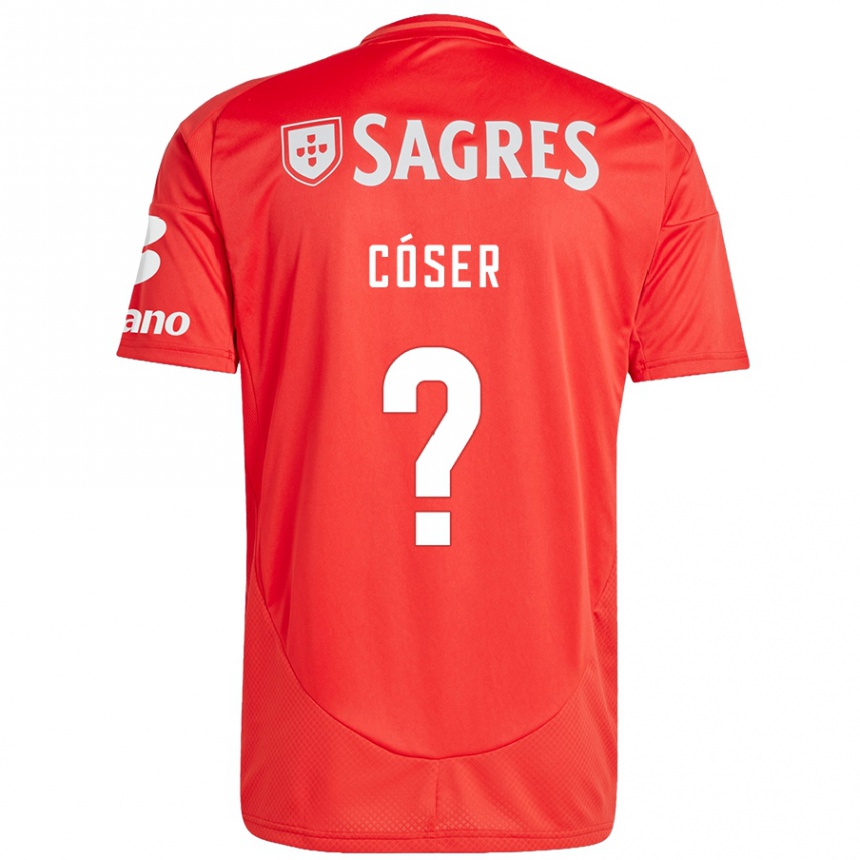 Kids Football Tiago Cóser #0 Red White Home Jersey 2024/25 T-Shirt Nz