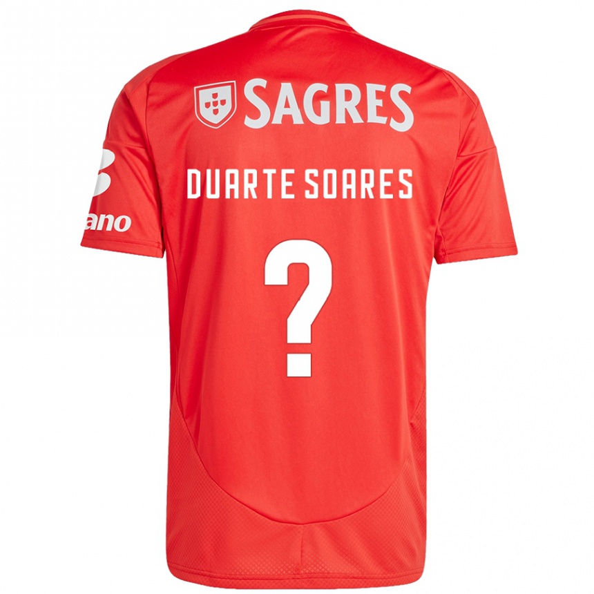 Kids Football Duarte Soares #0 Red White Home Jersey 2024/25 T-Shirt Nz