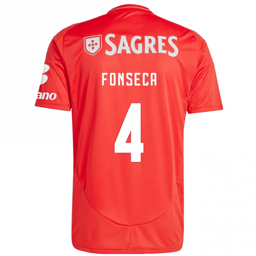 Kids Football João Fonseca #4 Red White Home Jersey 2024/25 T-Shirt Nz