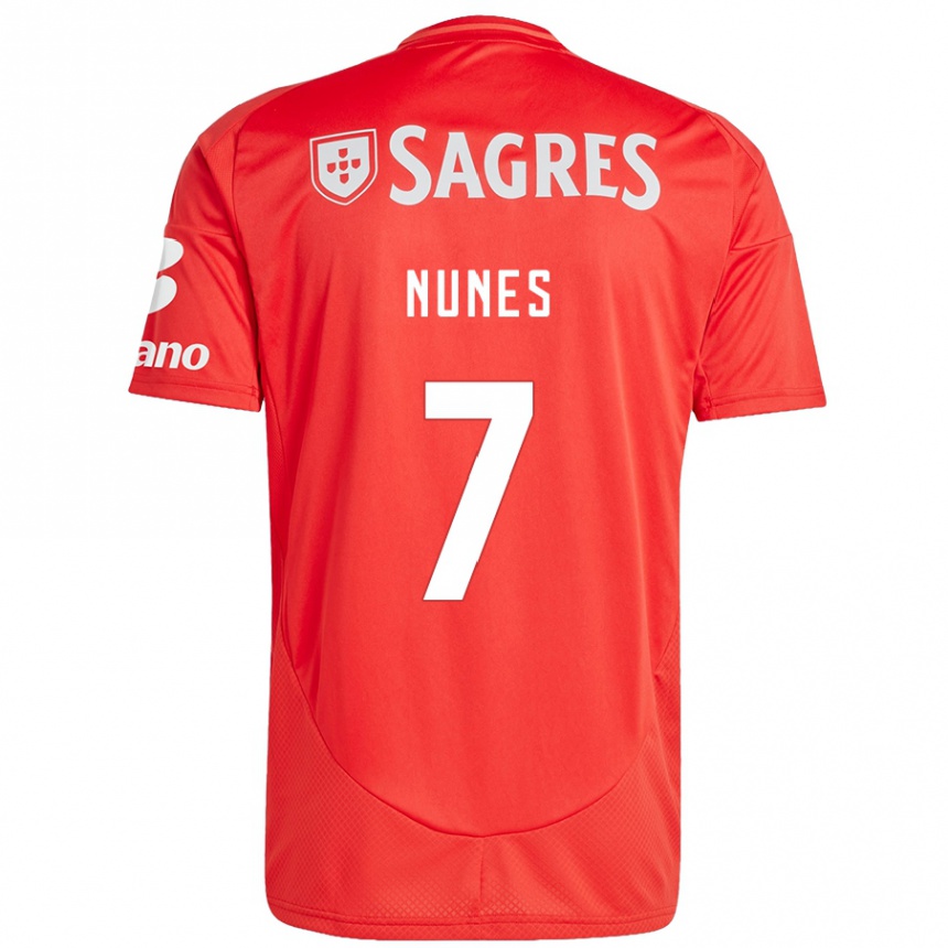 Kids Football Bernardo Nunes #7 Red White Home Jersey 2024/25 T-Shirt Nz