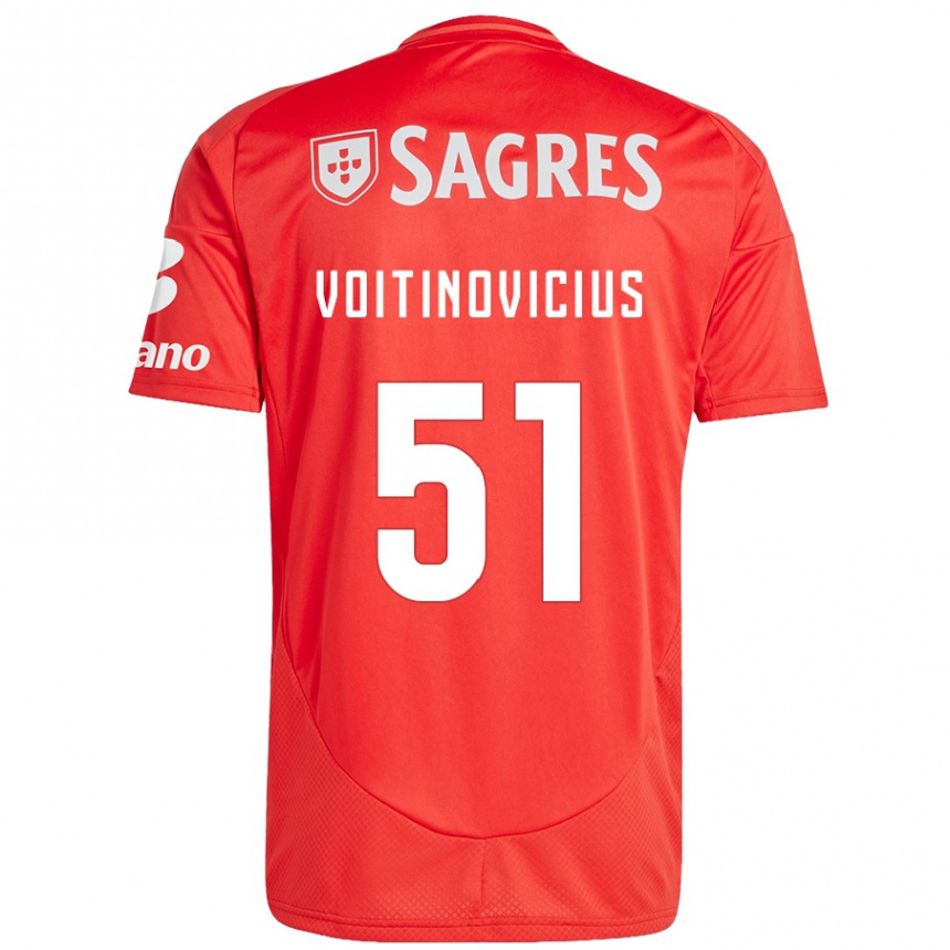 Kids Football Arnas Voitinovicius #51 Red White Home Jersey 2024/25 T-Shirt Nz