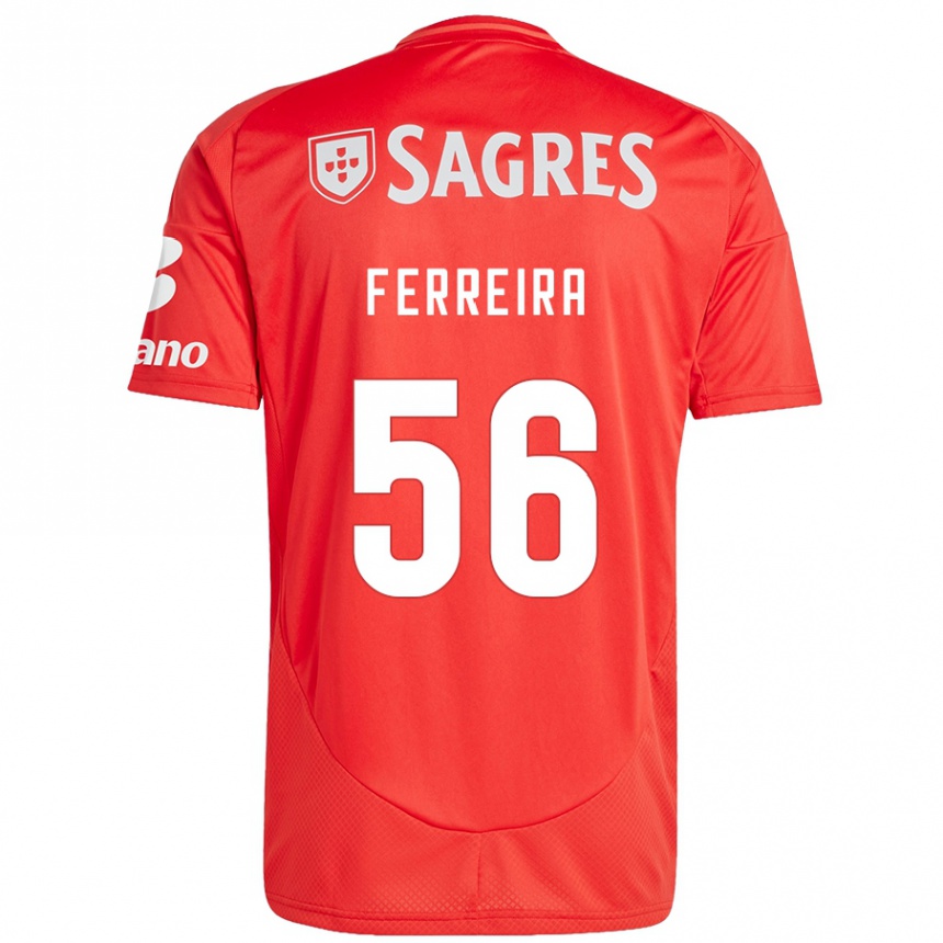 Kids Football Martim Ferreira #56 Red White Home Jersey 2024/25 T-Shirt Nz