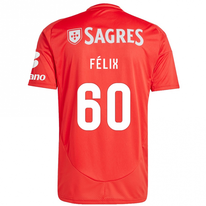 Kids Football Nuno Félix #60 Red White Home Jersey 2024/25 T-Shirt Nz