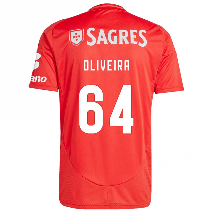 Kids Football Gonçalo Oliveira #64 Red White Home Jersey 2024/25 T-Shirt Nz