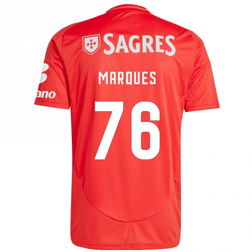 Kids Football Gustavo Marques #76 Red White Home Jersey 2024/25 T-Shirt Nz