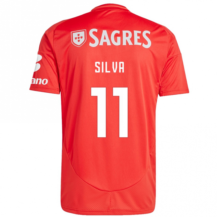 Kids Football Jéssica Silva #11 Red White Home Jersey 2024/25 T-Shirt Nz