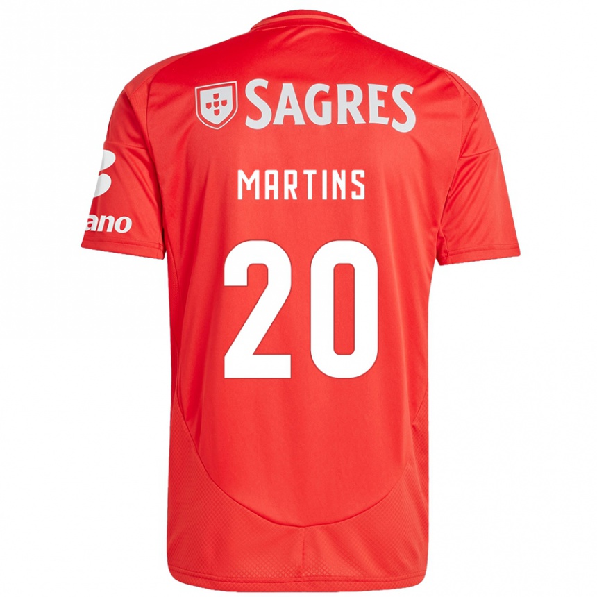 Kids Football Lara Martins #20 Red White Home Jersey 2024/25 T-Shirt Nz