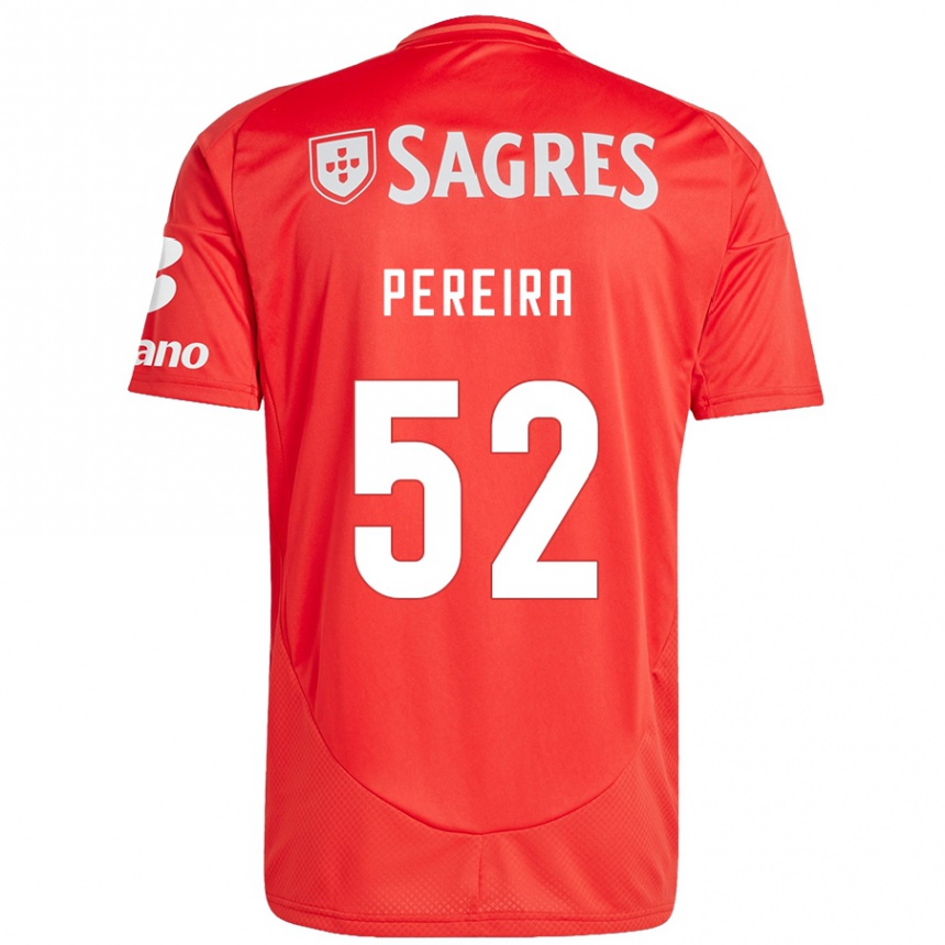 Kids Football Henrique Pereira #52 Red White Home Jersey 2024/25 T-Shirt Nz