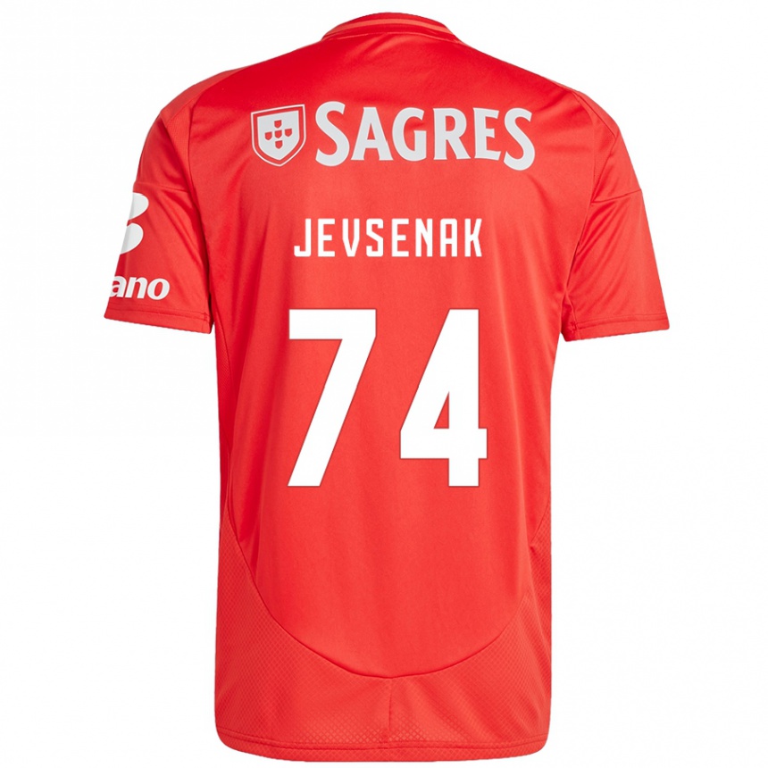 Kids Football Zan Jevsenak #74 Red White Home Jersey 2024/25 T-Shirt Nz