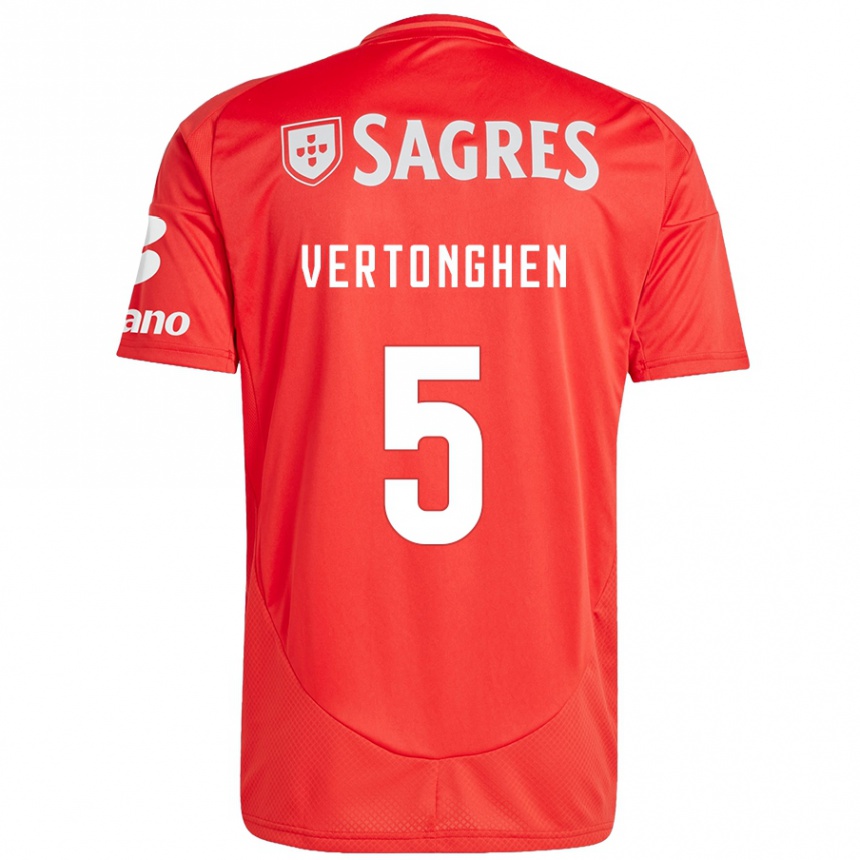 Kids Football Jan Vertonghen #5 Red White Home Jersey 2024/25 T-Shirt Nz