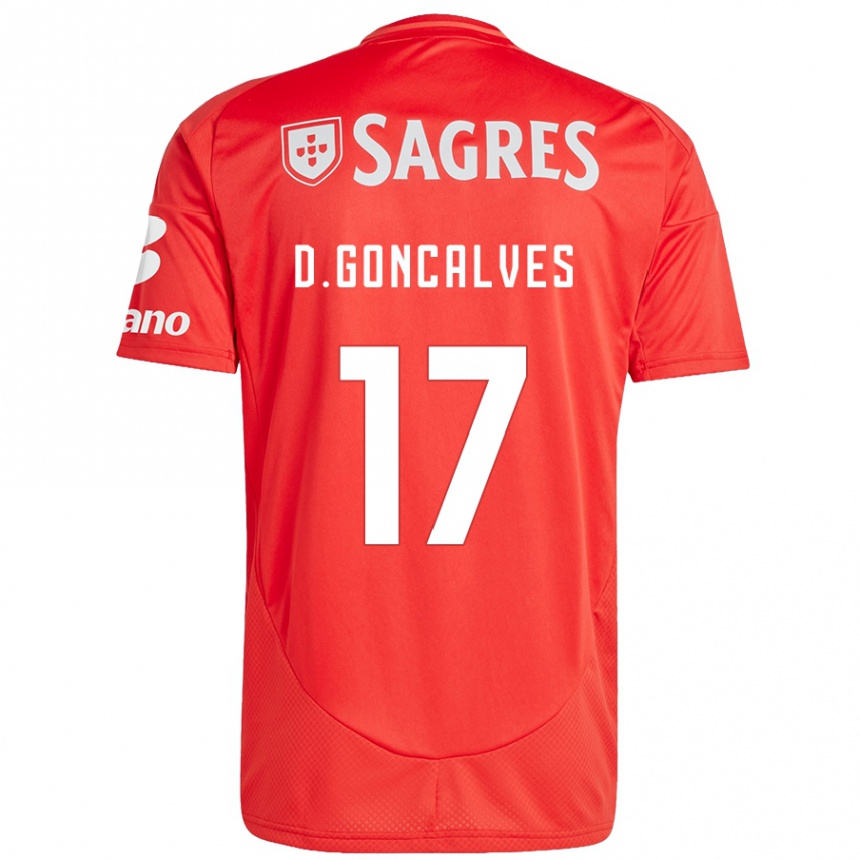 Kids Football Diogo Goncalves #17 Red White Home Jersey 2024/25 T-Shirt Nz