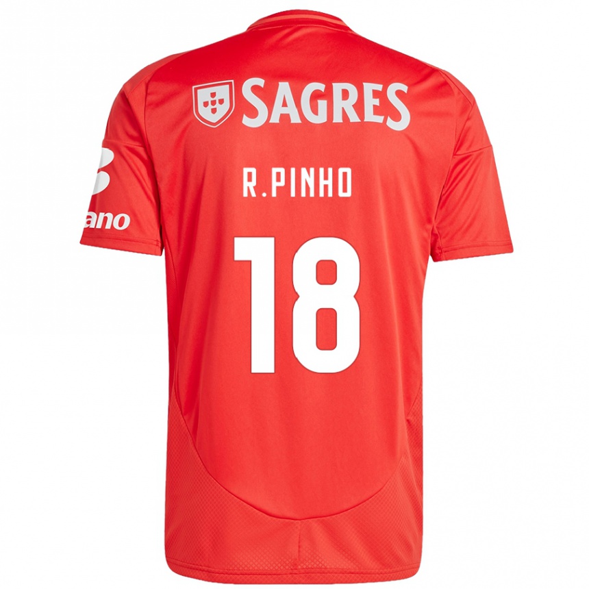 Kids Football Rodrigo Pinho #18 Red White Home Jersey 2024/25 T-Shirt Nz