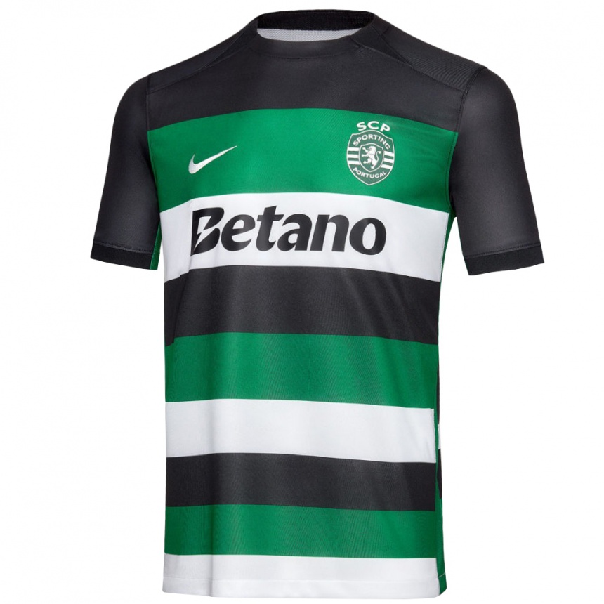 Kids Football Inês Filipa Ramalho Gonçalves #18 Black White Green Home Jersey 2024/25 T-Shirt Nz