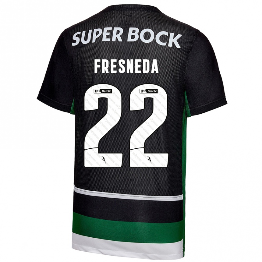 Kids Football Iván Fresneda #22 Black White Green Home Jersey 2024/25 T-Shirt Nz