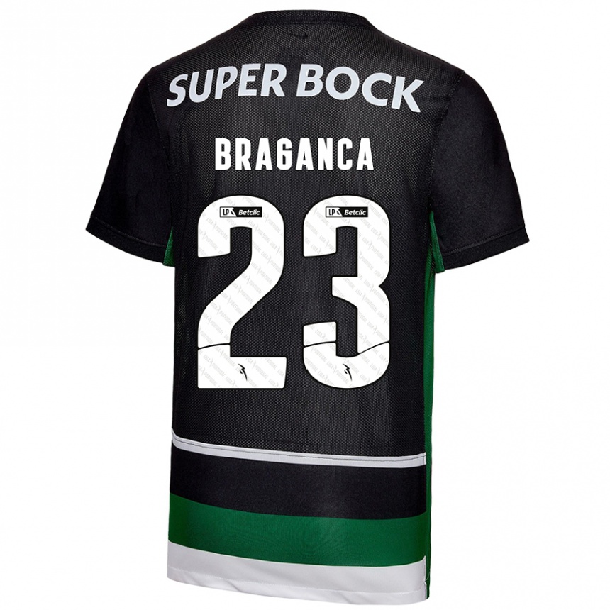 Kids Football Daniel Bragança #23 Black White Green Home Jersey 2024/25 T-Shirt Nz