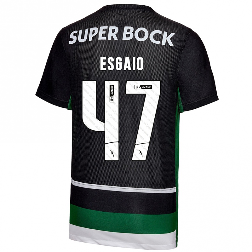 Kids Football Ricardo Esgaio #47 Black White Green Home Jersey 2024/25 T-Shirt Nz