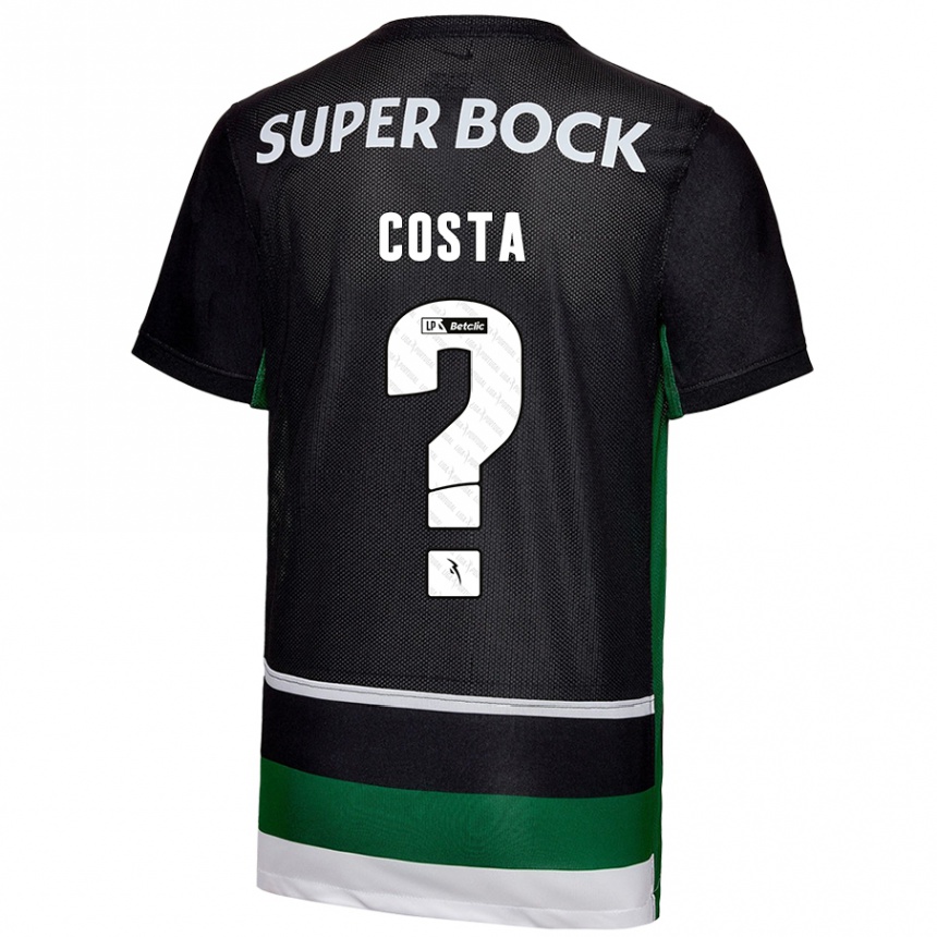 Kids Football Daniel Costa #0 Black White Green Home Jersey 2024/25 T-Shirt Nz