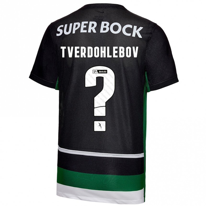 Kids Football Alex Tverdohlebov #0 Black White Green Home Jersey 2024/25 T-Shirt Nz