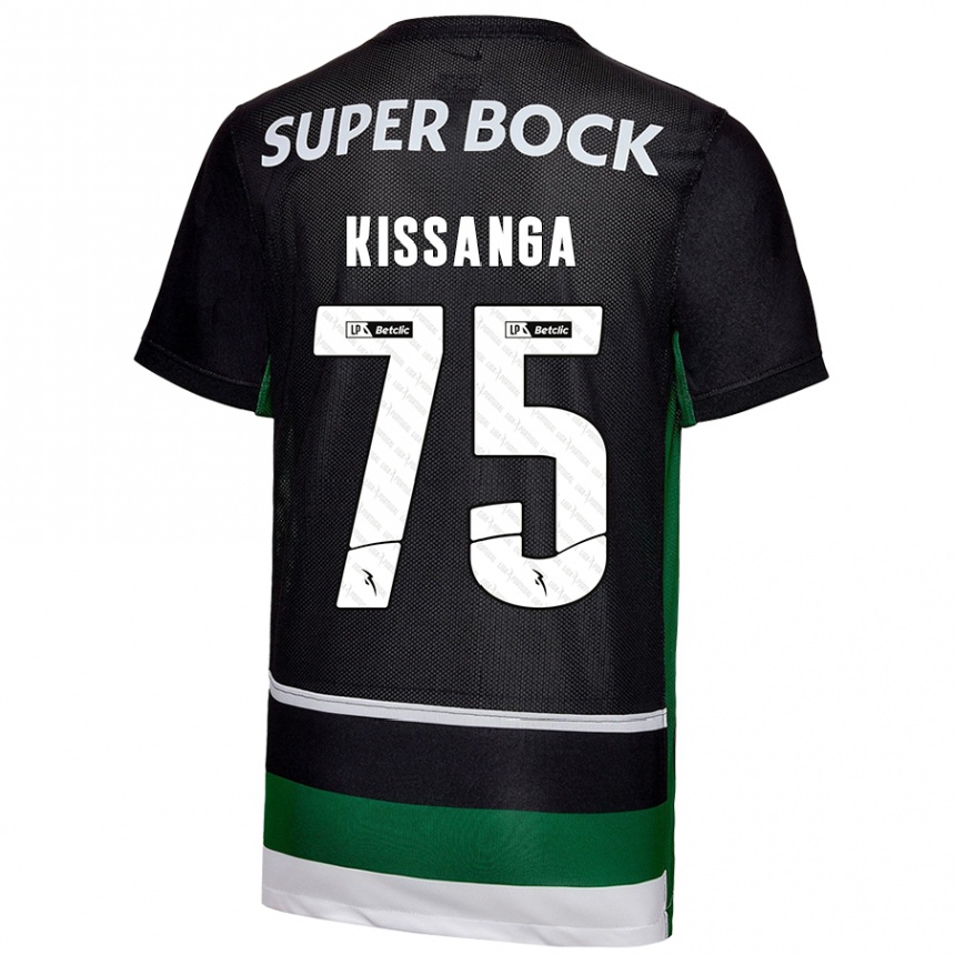 Kids Football Manuel Kissanga #75 Black White Green Home Jersey 2024/25 T-Shirt Nz