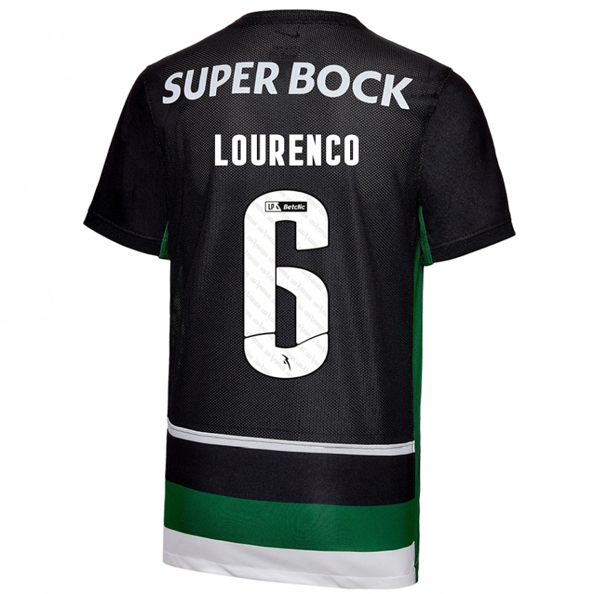 Kids Football Bruna Lourenço Urbano Costa #6 Black White Green Home Jersey 2024/25 T-Shirt Nz