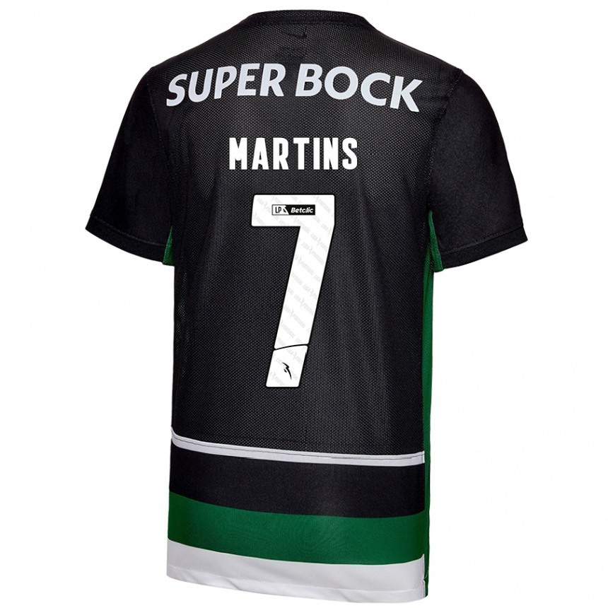 Kids Football Joana David Carromeu Martins #7 Black White Green Home Jersey 2024/25 T-Shirt Nz