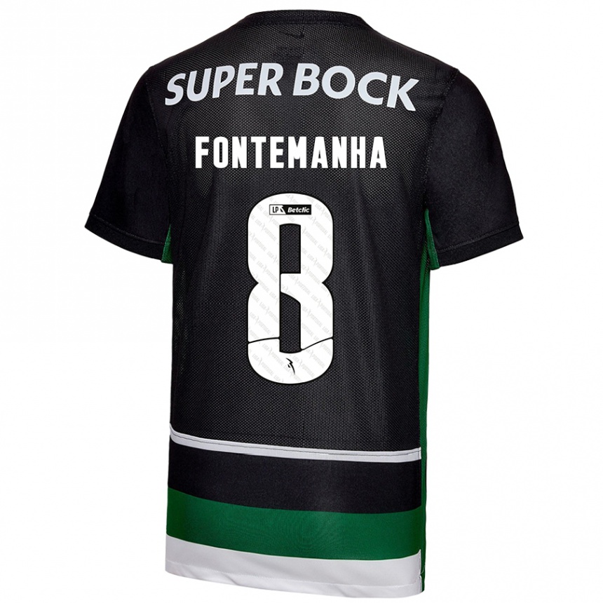 Kids Football Rita Fontemanha #8 Black White Green Home Jersey 2024/25 T-Shirt Nz