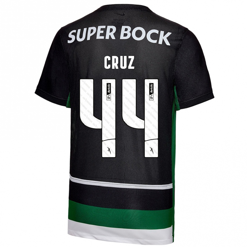 Kids Football Marco Cruz #44 Black White Green Home Jersey 2024/25 T-Shirt Nz