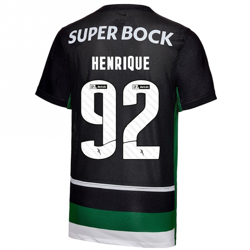 Kids Football Eduardo Henrique #92 Black White Green Home Jersey 2024/25 T-Shirt Nz