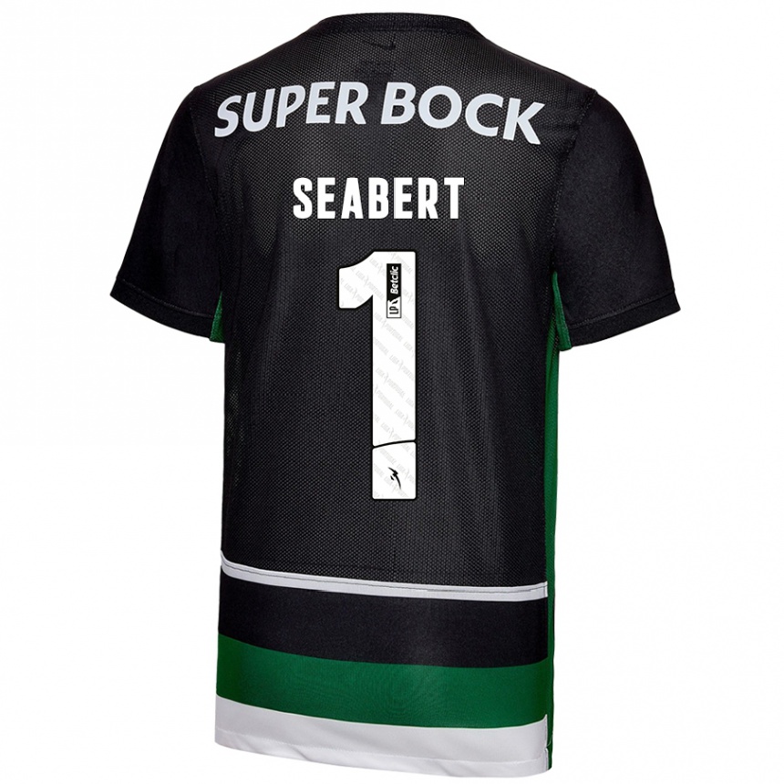 Kids Football Hannah Grace Seabert #1 Black White Green Home Jersey 2024/25 T-Shirt Nz