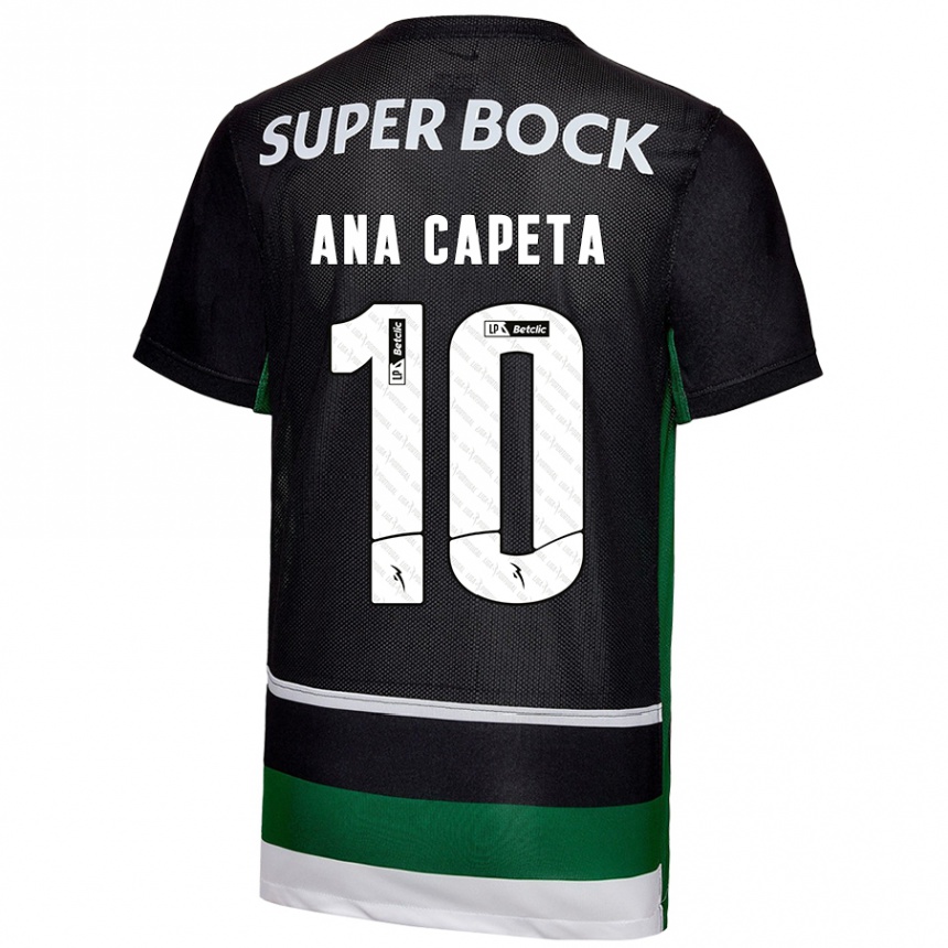 Kids Football Ana Capeta #10 Black White Green Home Jersey 2024/25 T-Shirt Nz