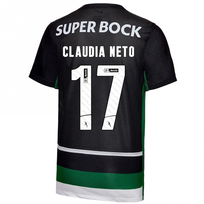 Kids Football Cláudia Teresa Pires Neto #17 Black White Green Home Jersey 2024/25 T-Shirt Nz