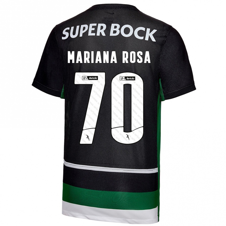 Kids Football Mariana Silva Pinto Vilaça Da Rosa #70 Black White Green Home Jersey 2024/25 T-Shirt Nz