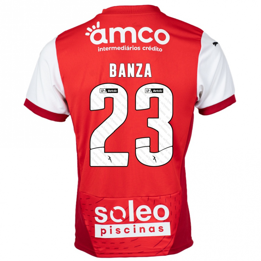 Kids Football Simon Banza #23 Red White Home Jersey 2024/25 T-Shirt Nz