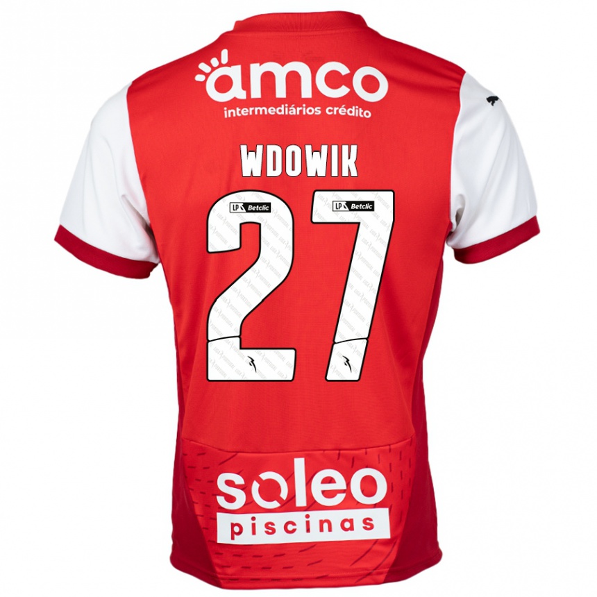 Kids Football Bartlomiej Wdowik #27 Red White Home Jersey 2024/25 T-Shirt Nz