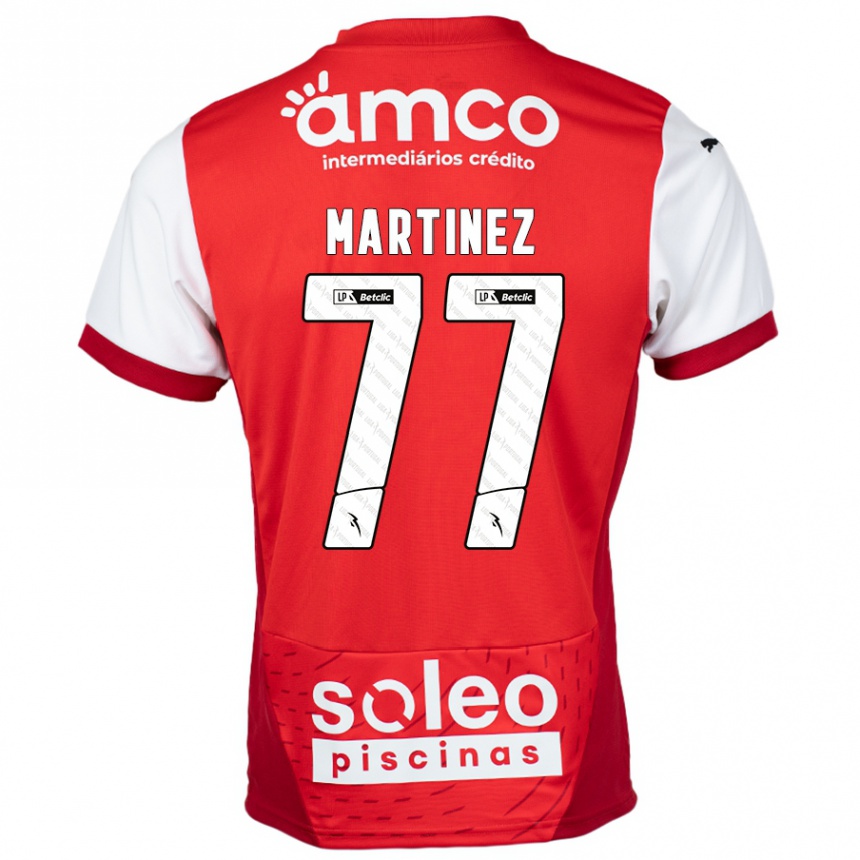 Kids Football Gabri Martínez #77 Red White Home Jersey 2024/25 T-Shirt Nz