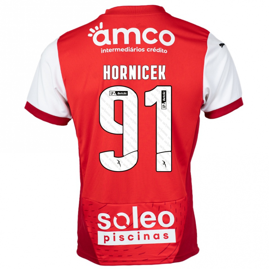 Kids Football Lukas Hornicek #91 Red White Home Jersey 2024/25 T-Shirt Nz