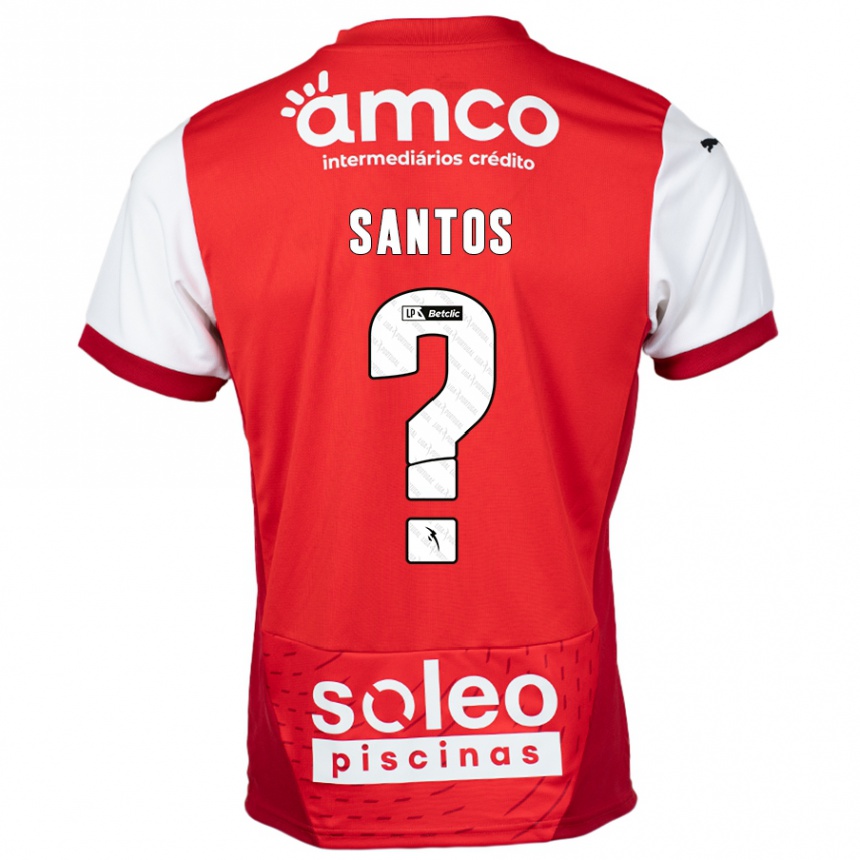 Kids Football Matheus Santos #0 Red White Home Jersey 2024/25 T-Shirt Nz